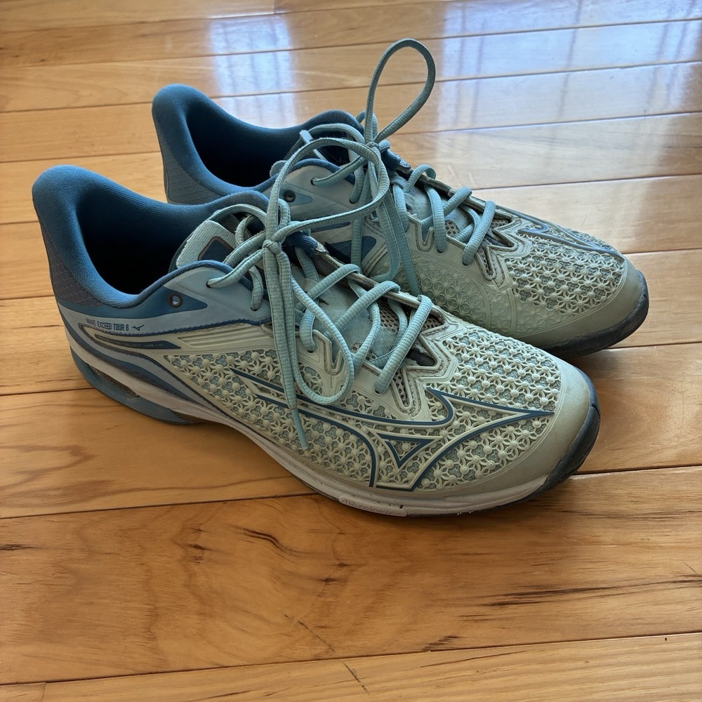 Mizuno Wave Exceed Tour 6 Shoes Womens 11 Blue White Pickleball Tennis Sneakers